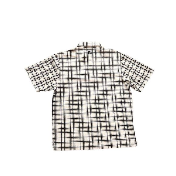 FootJoy FJ men's Large Polo plaid black white performance 3 button poly stretch - Picture 7 of 7